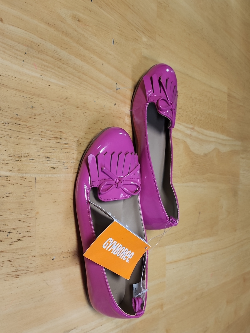 Gymboree Vintage 2015 Hot Pink Patent Fringe Bow Loafers Flats Size 13 HTF - Picture 5 of 11